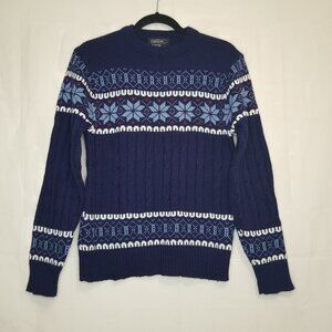 Vintage Woodward Lothrop Fair isle cableknit sweater navy size M medium acrylic
